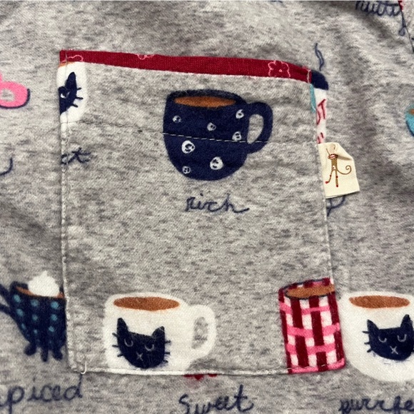 Munki Munki Coffee & Purrfect Cat Mug Flannel Pajama Set — Size Large - Picture 9 of 13